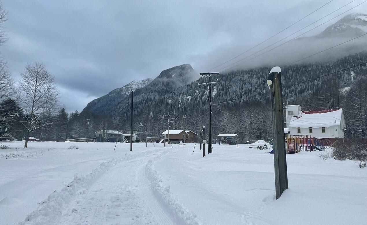 Kingcome Inlet in winter snow