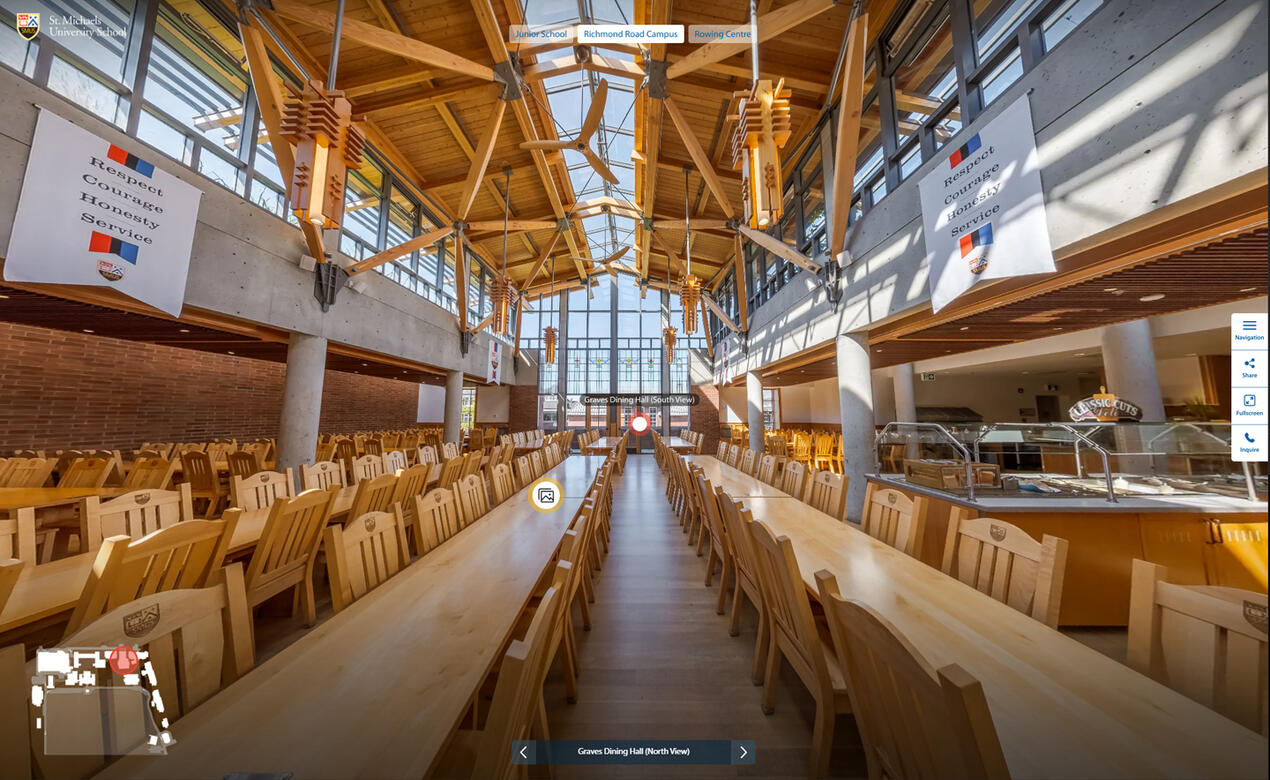 A fish eye view of Graves Hall from the Virtual Tour