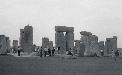 Students admire the formations at Stonehenge in 1967