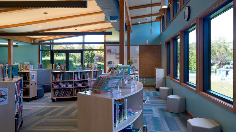 Lots of natural light pours into the new Junior School library